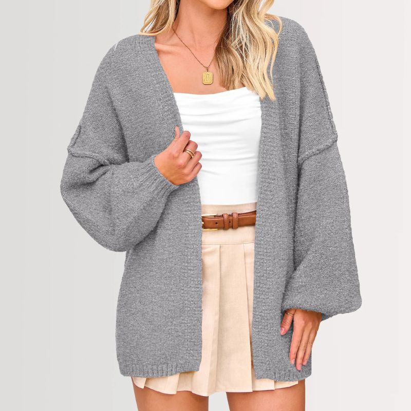 Oversized Knit Cardigan – Cozy Fall Essential with Lantern Sleeves - Image 5